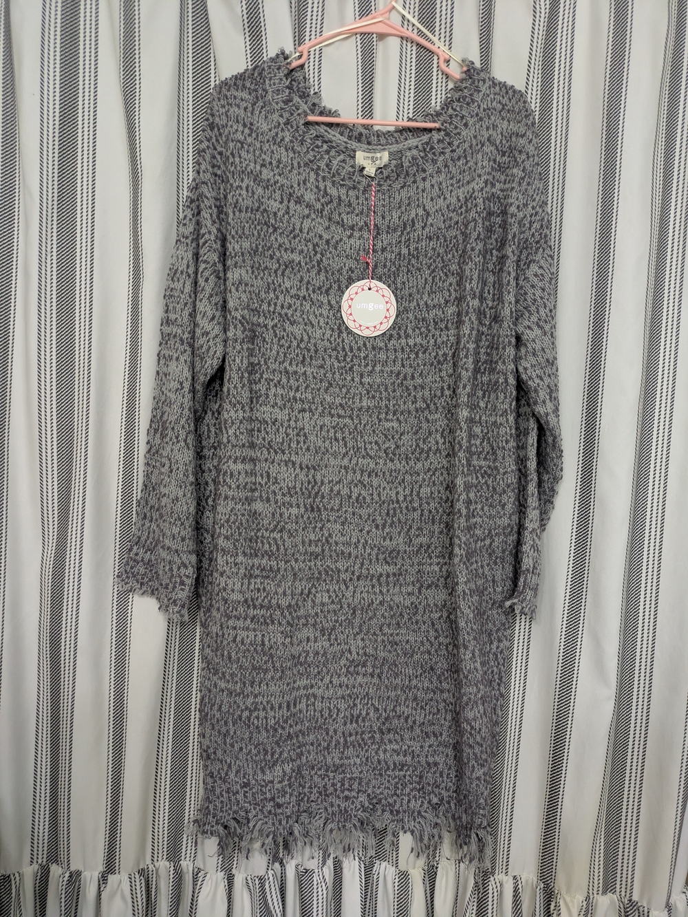 Umgee Gray Marled Long Sleeve Knit Dress